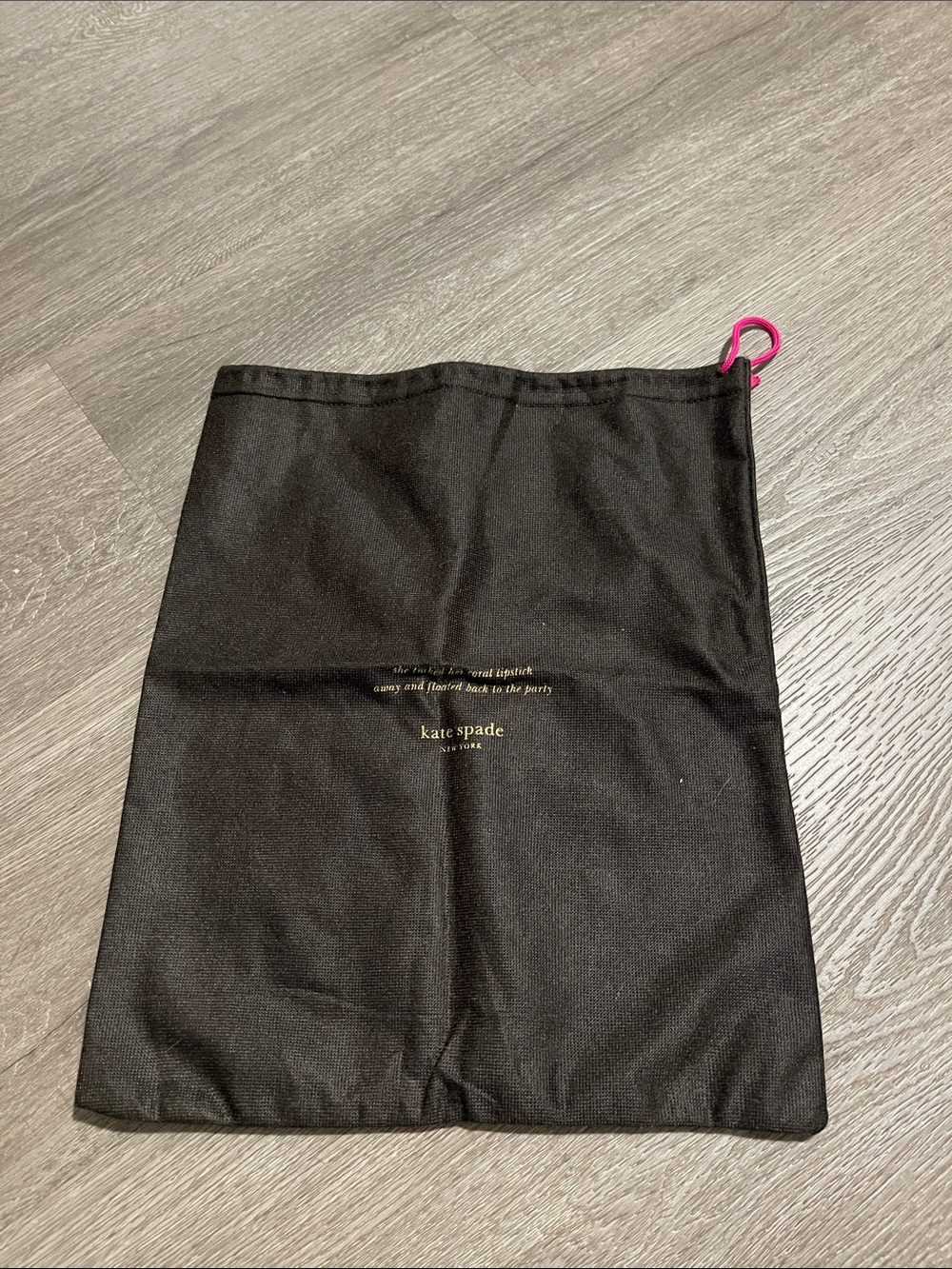 kate spade Black Dust Bag with Pink Drawstring Accent